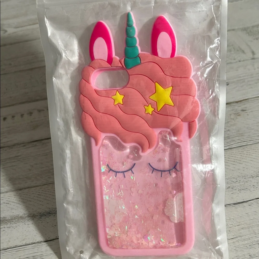 Pink Unicorn iPhone Case with Squishy Glitter